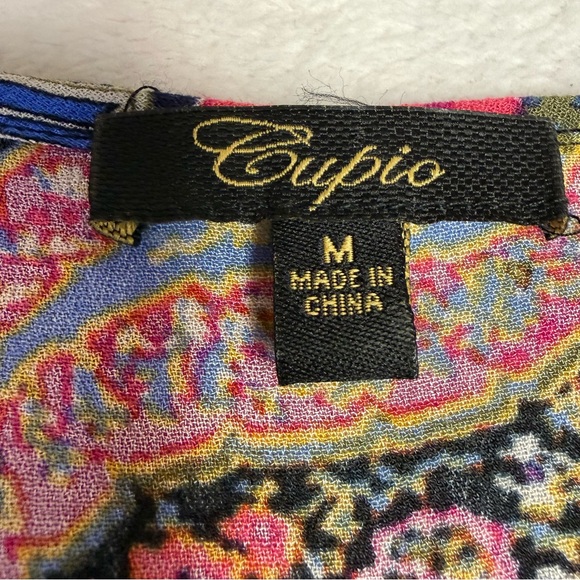 Cupio Multicolor Paisley Top size medium ladder sleeves hi/low cut - Picture 6 of 8